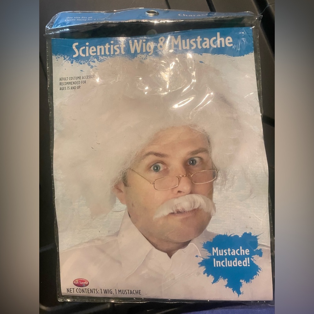 🔴 3/$12 Scientist Wig and‎ Mustache Set! New in original packaging!